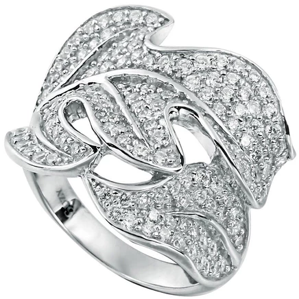 Женское кольцо Suzy Levian Pave Leaf из серебра, белое