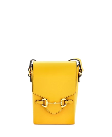 Женская сумка Gucci Mini Horsebit 1955, кожа, желтая