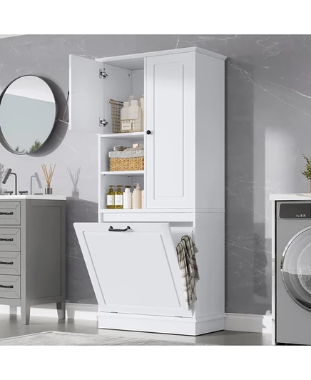Шкаф CASAINC 68"H из МДФ с высокими регулируемыми полками и выдвижной корзиной для хранения