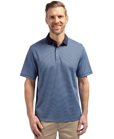 Мужская поло Cutter & Buck Virtue Pique Micro Stripe, синяя