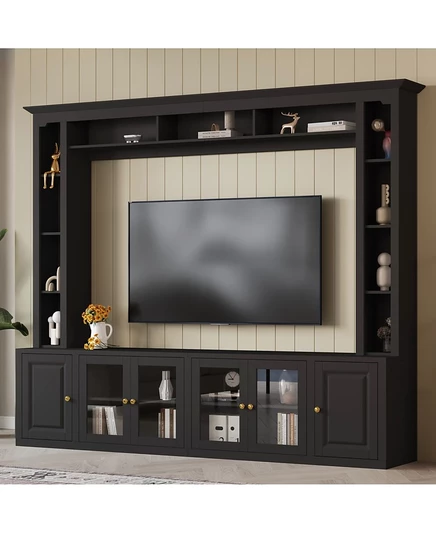 Настенный блок для современного развлекательного центра Streamdale Furniture - подставка для телевизора 80 мм, черный