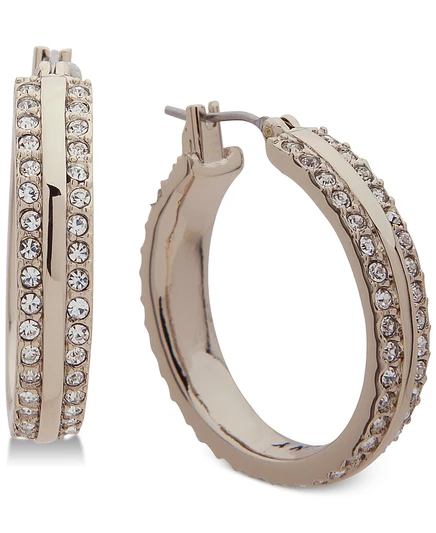 Женские серьги DKNY Small Hoop 1″ с паве, золотистые