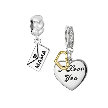 Подвески Bling Jewelry набор 2 конверт и сердце, позолоченные