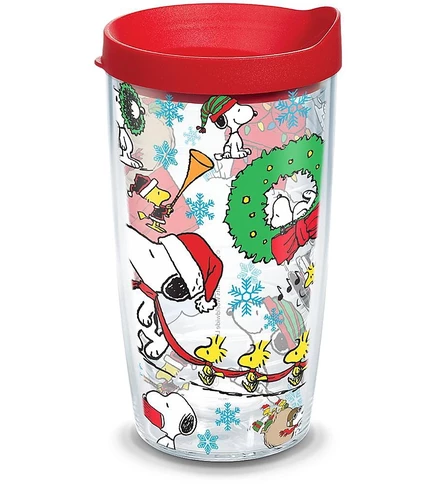 Рождественский коллаж Tervis Peanuts, Сделано в США, Дорожный стакан с двойными стенками, сохраняет напитки холодными и горячими, 16 унций, Классический