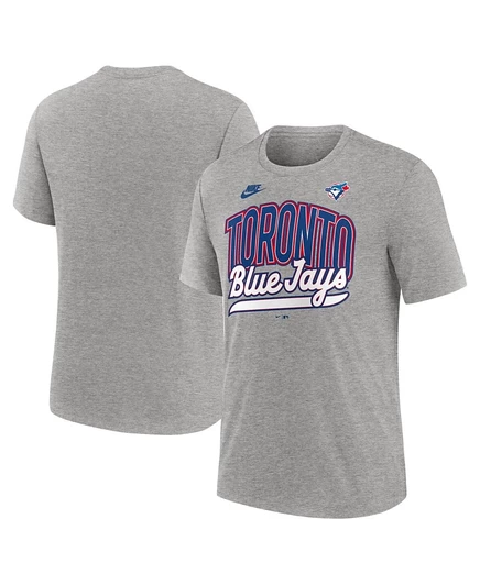 Мужская футболка Nike Heather Gray Toronto Blue Jays Cooperstown Collection в стиле ретро из трехслойной ткани серого цвета