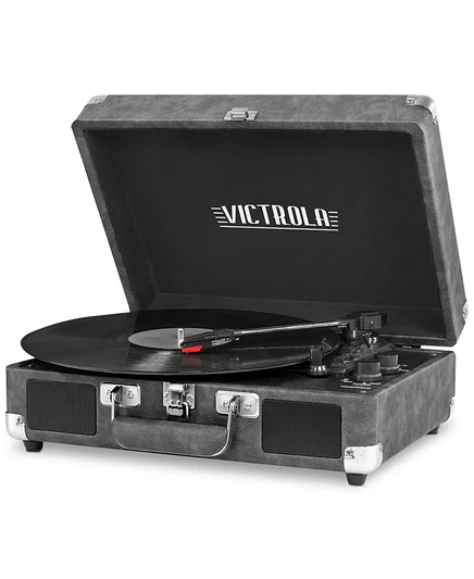 Виниловый проигрыватель Victrola чемодок Bluetooth, серый