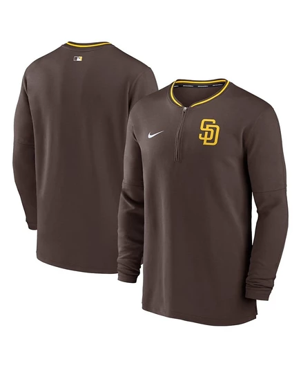 Мужской коричневый топ Nike San Diego Padres Authentic Collection Performance на молнии до половины длины brown