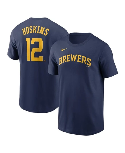 Мужская футболка Nike Rhys Hoskins Milwaukee Brewers, синяя