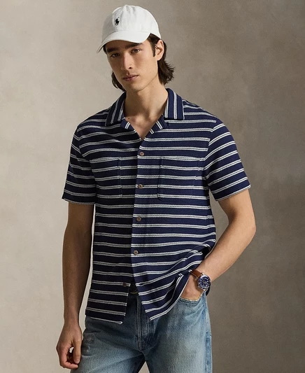 Мужская рубашка Polo Ralph Lauren в полоску с отложным воротником