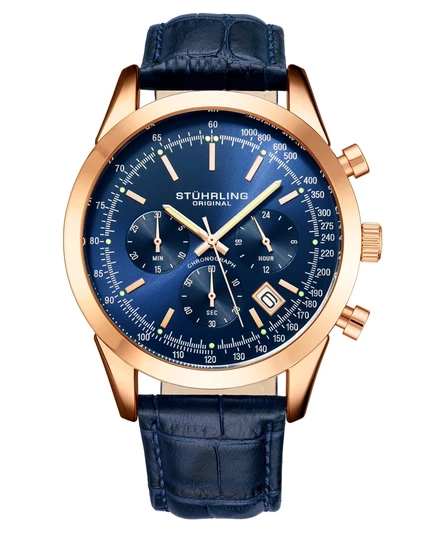  Мужские часы Monaco Blue из синей кожи, синий циферблат, круглые часы диаметром 44 мм blue