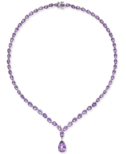 Колье Macy's с аметистами 28 карат, серебро 925, фиолетовое
