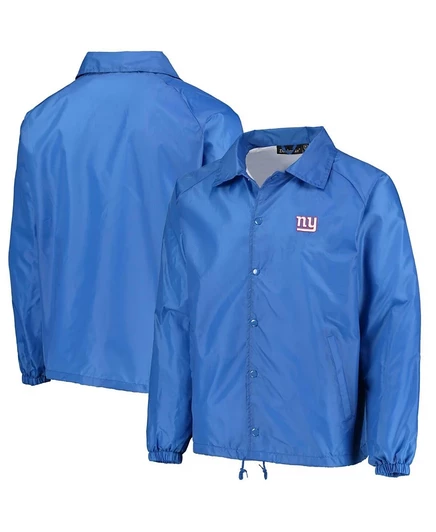 Мужская классическая ветровка-реглан Royal New York Giants Coachs с застежкой на пуговицы blue