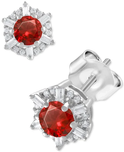 Серьги-пусеты Macy's с рубином и бриллиантом, золото 14k