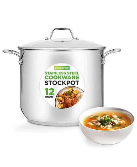 Кастрюля NutriChef 11,4 л из нержавеющей стали с крышкой, серебристая