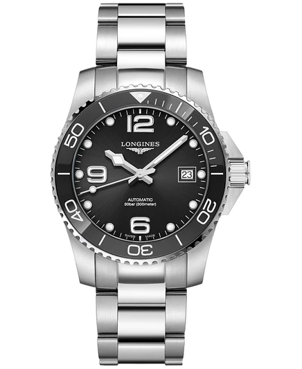 Унисекс часы Longines HydroConquest 39 мм автомат, сталь, черный