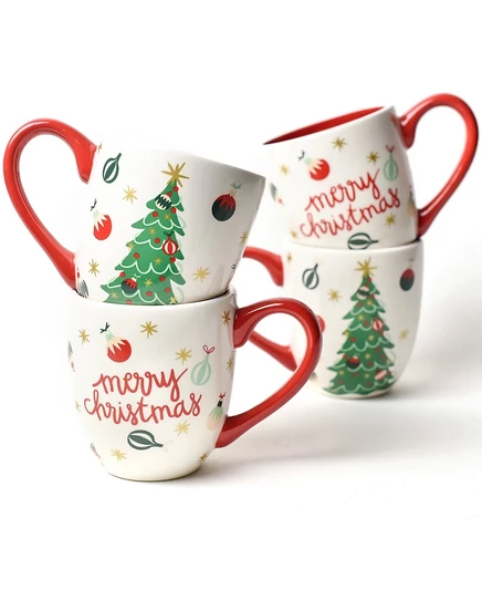 Набор 4 кружек Coton Colors «Trimmed Tree» 470 мл, разноцветные