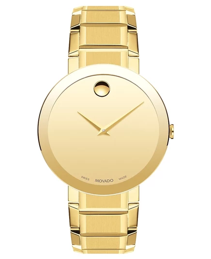 Мужские наручные часы Movado Sapphire 39 мм, золотистые