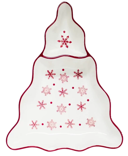 Блюдо Euro Ceramica Winterfest для чипсов и соуса, разноцветное