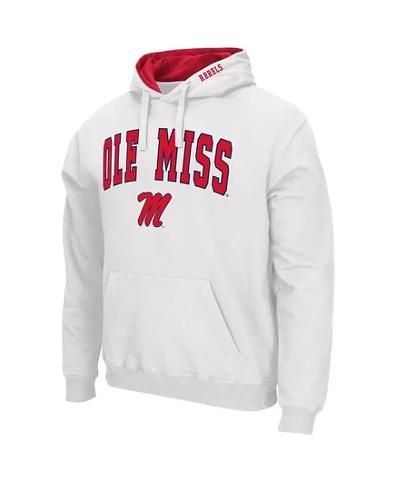 Мужская толстовка-пуловер Colosseum Ole Miss Rebels Arch & Team Logo 3.0 с капюшоном white