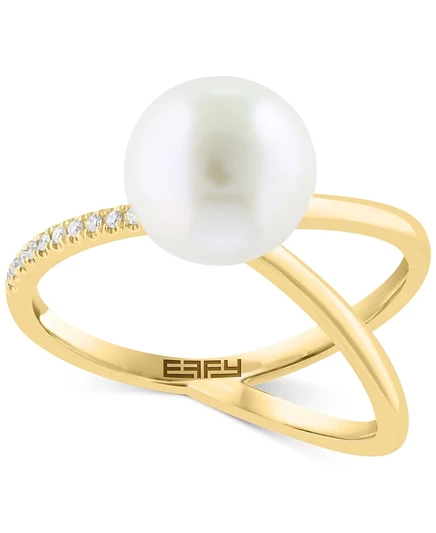 Женское кольцо EFFY с жемчужиной 9 мм и бриллиантом 14K, золотое