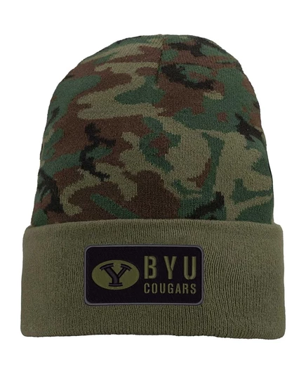 Мужская камуфляжная вязаная шапка Nike BYU Cougars Military Pack с манжетами