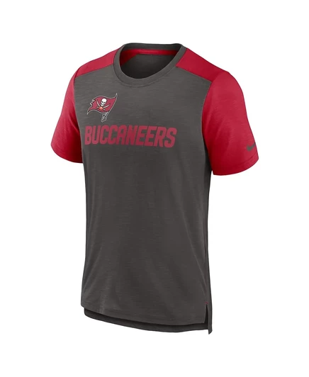 Мужская футболка с названием команды Tampa Bay Buccaneers Color Block от Nike, оловянная/красная с цветным блоком pewter, heather red