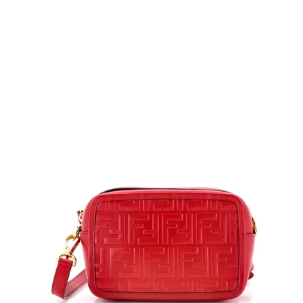 Женская сумка Fendi Small Camera Zucca из кожи, красная