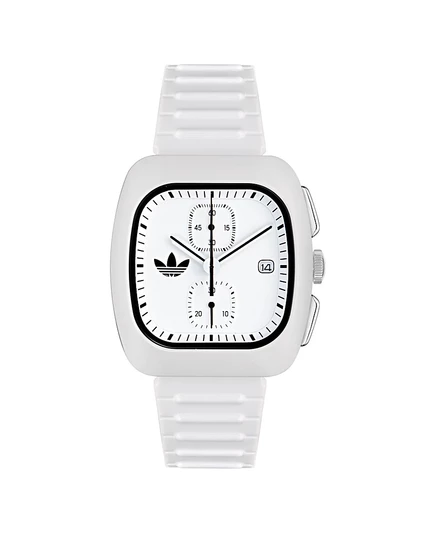 часы adidas Unisex Chronograph из белого полиуретана, 39 мм, белые