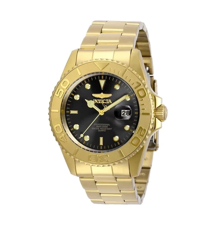 Мужские кварцевые часы Invicta 29946 Pro Diver с черным циферблатом и 3 стрелками gold