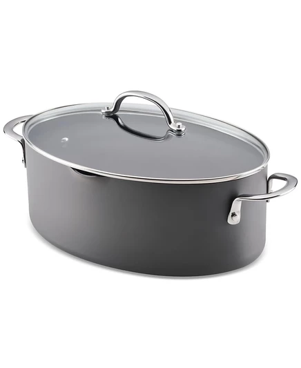 Антипригарная форма Rachael Ray Professional с твердым анодированным покрытием, 8 кубиков. Овальная форма для макарон и тушения, серая