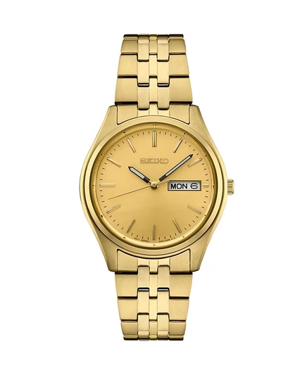 Мужские часы Seiko из стали, 36,9 мм, золотистые