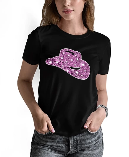 Футболка LA Pop Art Women's Word Art Cowgirl Hat черная