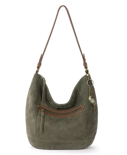  Женская сумка-хобо из кожи Sequoia moss suede