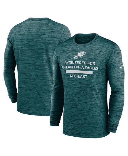 Мужская футболка с длинным рукавом Nike Midnight Green Philadelphia Eagles Sideline Velocity Performance green