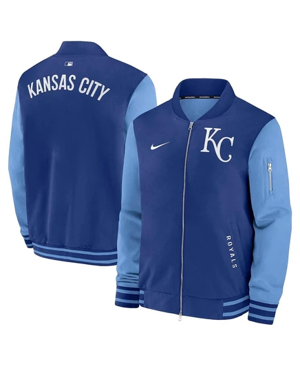 Мужская куртка-бомбер Nike Royal/светло-голубая Kansas City Royals Authentic Collection Dugout на полной молнии royal, light blue