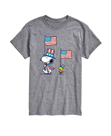 Футболка с коротким рукавом AIRWAVES мужская Peanuts Snoopy Woodstock Flag March gray