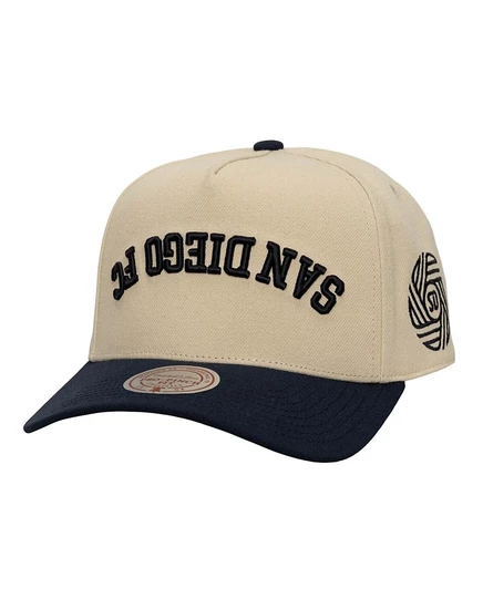 Мужская кепка Mitchell & Ness кремового цвета / темно-синего цвета San Diego FC Upside Down Pro Pinch Snapback Hat multi