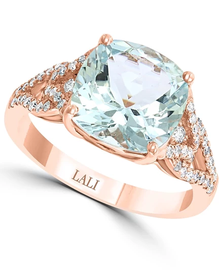 Женское кольцо LALI Jewels с аквамарином, розовое золото