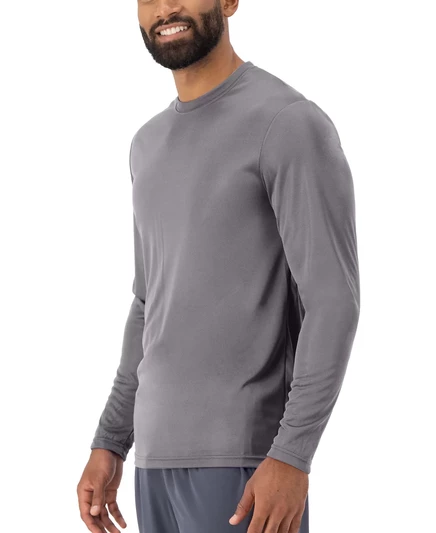 Мужская футболка с длинным рукавом Hanes Cool DRI, серая, 2 шт.