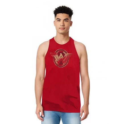 Бэтмен против Супермена Мужская майка для взрослых с защитой от Wonder Woman Shield red