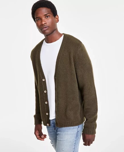  Мужской уютный кардиган с длинным рукавом, созданный для Macy's dark coyote