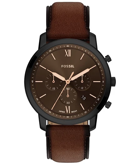 Мужские кожаные часы Fossil Neutra Chronograph коричневого цвета, 44 мм, коричневые