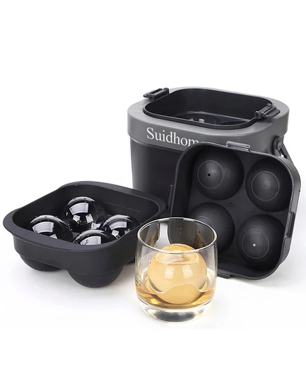 Форма для льда SUGIFT 4 шарика силикон, с ведром, черная