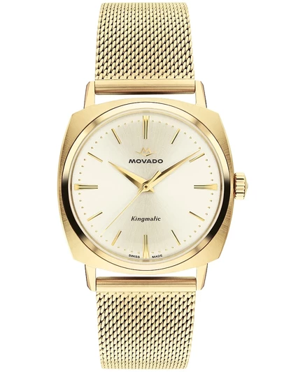 Мужские стальные часы Movado из светло-желтого золота с автоматическим ионным покрытием Kingmatic Swiss, 35 мм золото