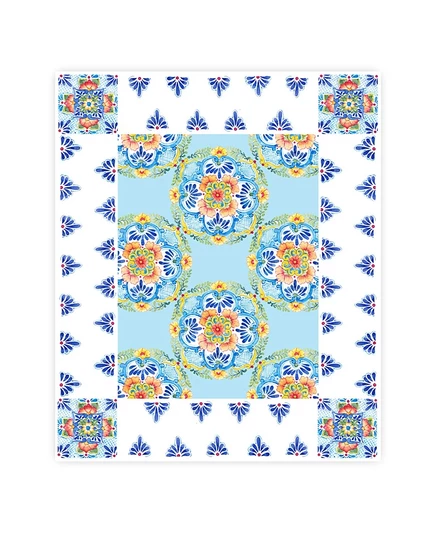 Скатерть Laural Home Talavera, 178×213 см, голубая