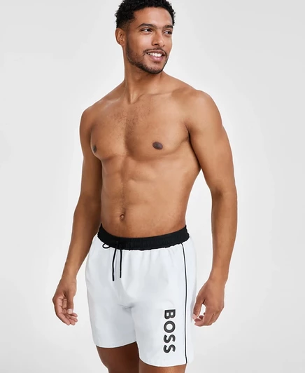 Мужские плавки BOSS by Hugo Boss с логотипом 6 дюймов, созданные для Macy's white