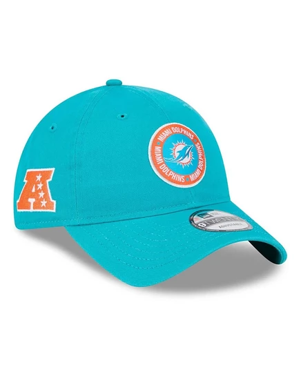Мужская бейсболка New Era 9TWENTY Sideline 2024 Miami Dolphins регулируемая, бирюзовая