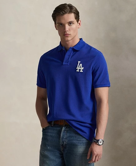 Мужская рубашка поло классического покроя от Polo Ralph Lauren синего цвета