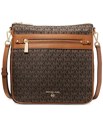 Майкл Корс джет логотип очарование набор Большой с севера на юг нейлон Crossbody коричневый