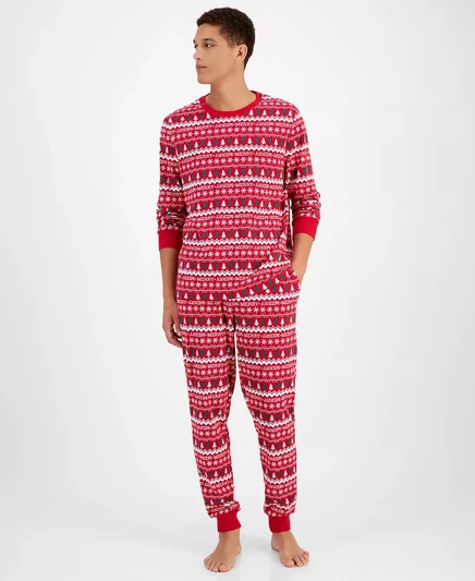  Мужской хлопковый пижамный комплект Merry Mix It для всей семьи, созданный для Macy's merry fair